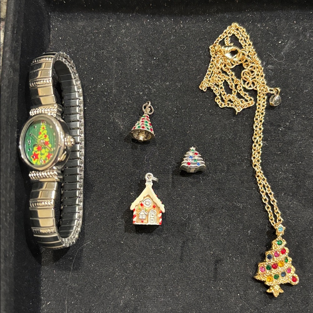 Festive Christmas Watch and Jewelry Set